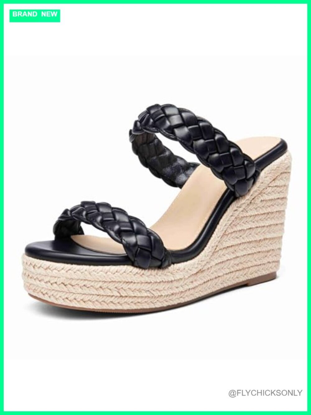 Womens Platform Wedge Sandals Espadrilles Two Strap Woven Slip On Summer Slide